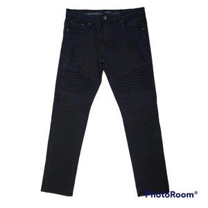 WT02 Men's Black Distressed Biker Moto Style Jeans  Sz 34 x 30
